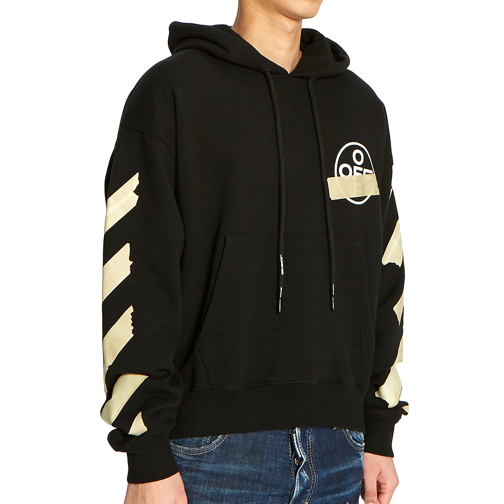 오프화이트(OFF WHITE) 테이프 애로우 오버 남자 기모 후드 긴팔 맨투맨 티셔츠 OMBB037R 20E30002 1048