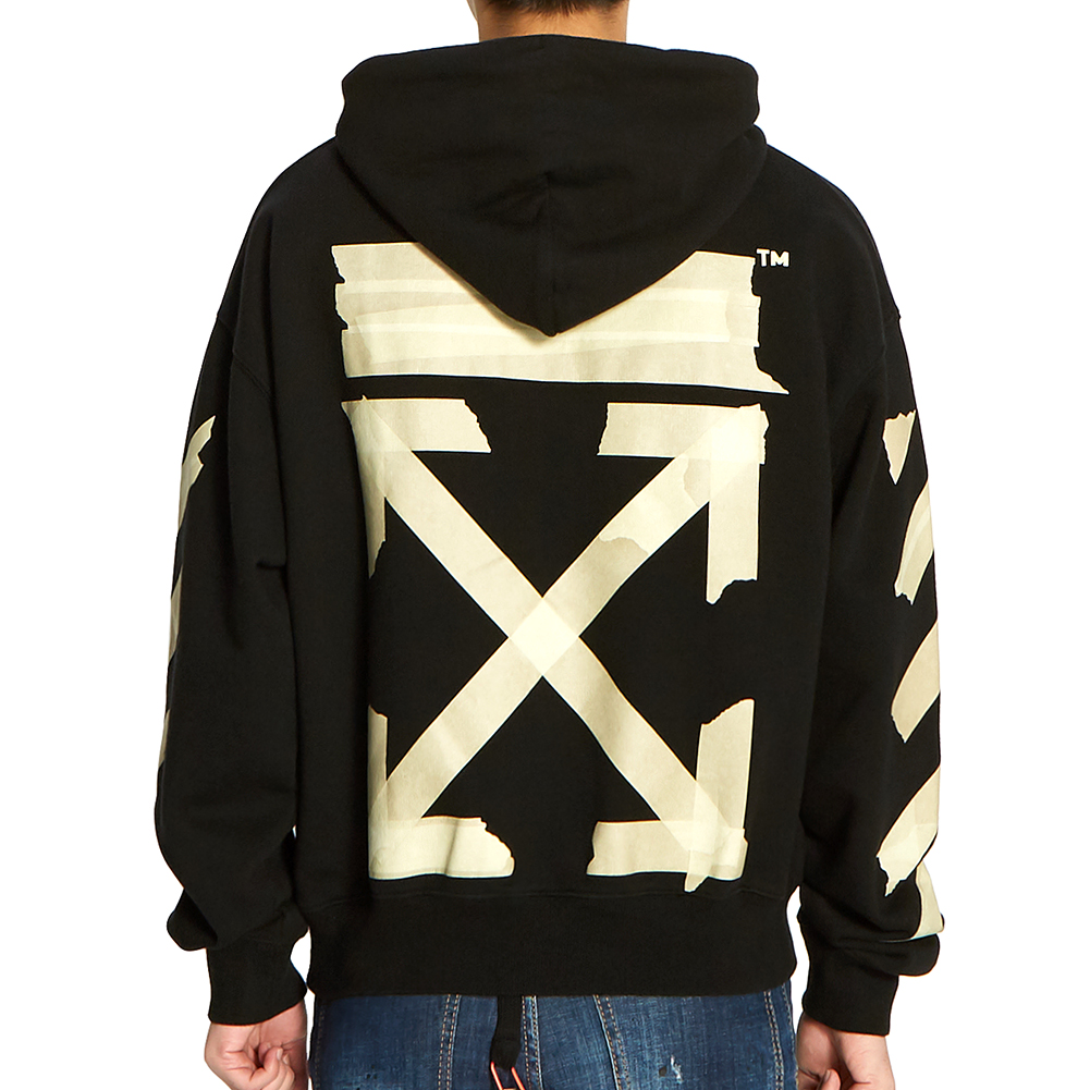 오프화이트(OFF WHITE) 테이프 애로우 오버 남자 기모 후드 긴팔 맨투맨 티셔츠 OMBB037R 20E30002 1048