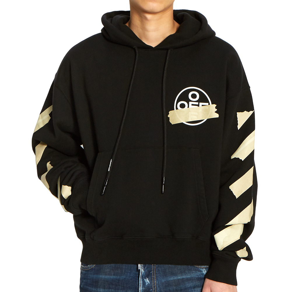 오프화이트(OFF WHITE) 테이프 애로우 오버 남자 기모 후드 긴팔 맨투맨 티셔츠 OMBB037R 20E30002 1048