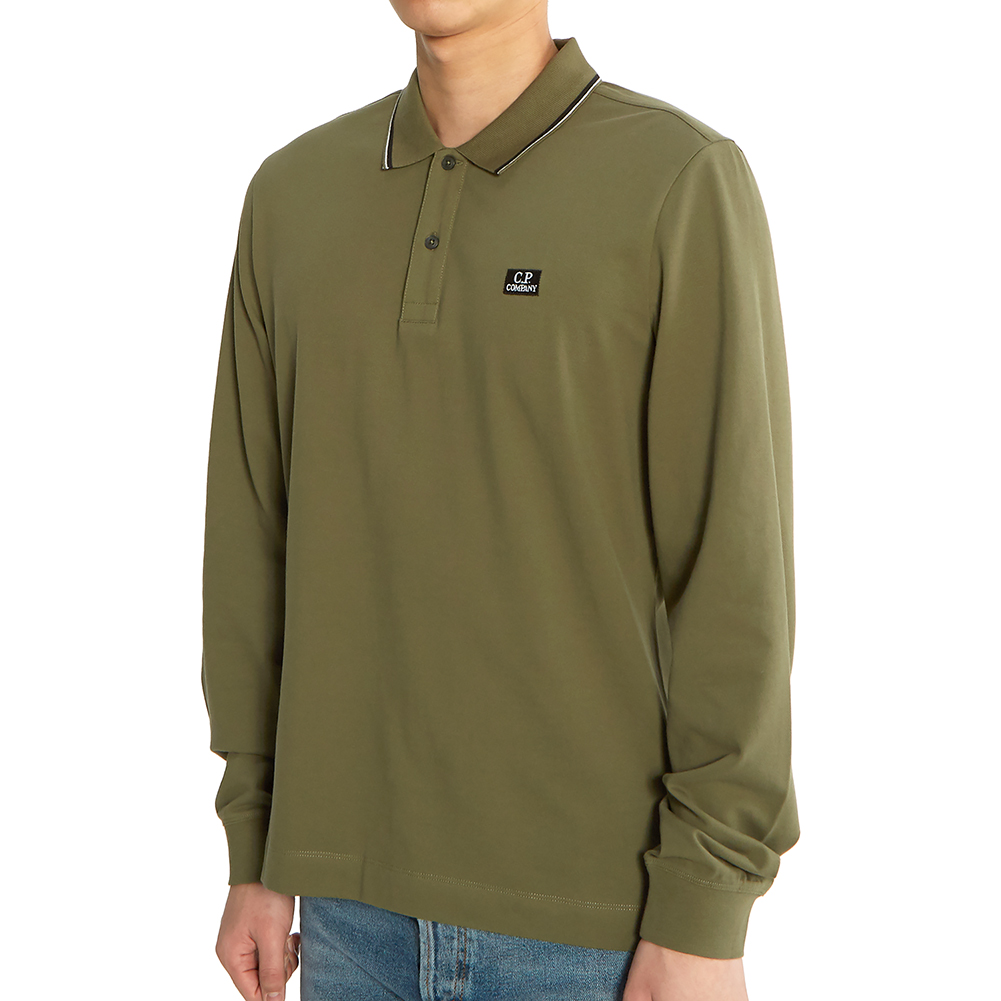 씨피컴퍼니(CP COMPANY) 로고 남자 폴로 긴팔 티셔츠 슬림핏 08CMPL070A 005263W 660