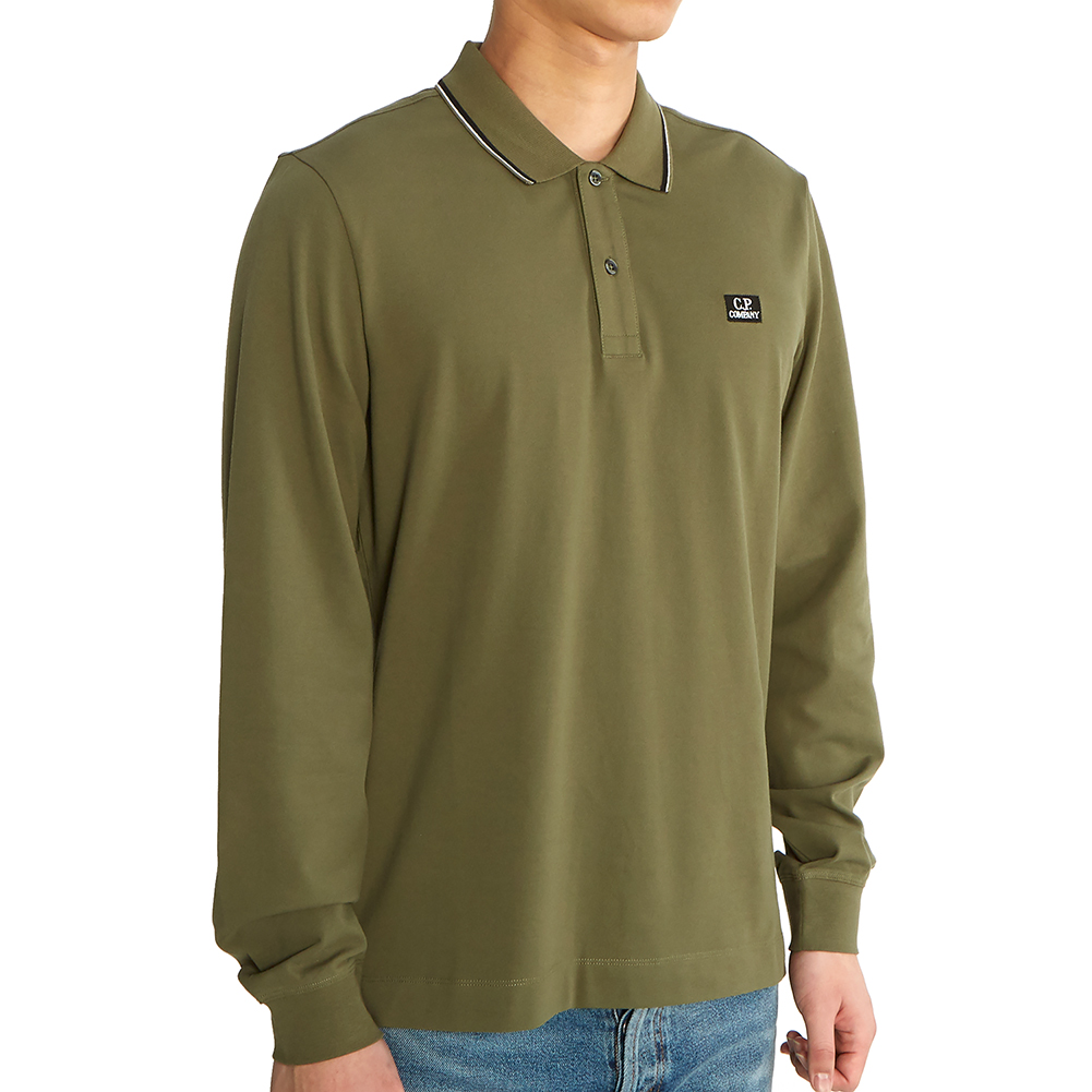 씨피컴퍼니(CP COMPANY) 로고 남자 폴로 긴팔 티셔츠 슬림핏 08CMPL070A 005263W 660