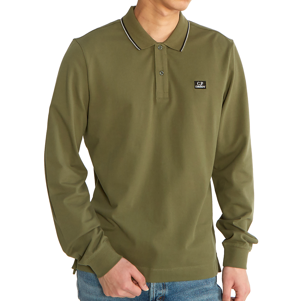 씨피컴퍼니(CP COMPANY) 로고 남자 폴로 긴팔 티셔츠 슬림핏 08CMPL070A 005263W 660