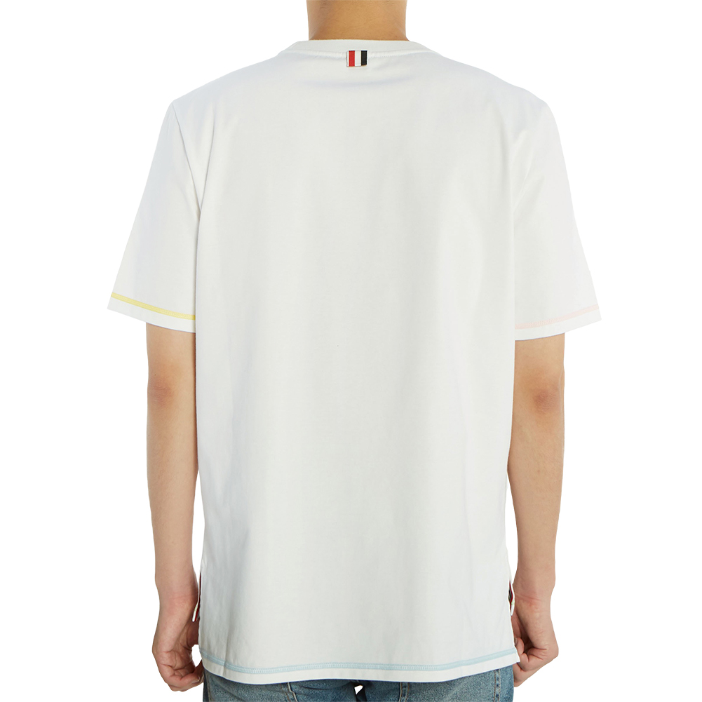 톰브라운(THOM BROWNE) 사이드 슬릿 남자 반팔티셔츠 MJS110A 01454 100