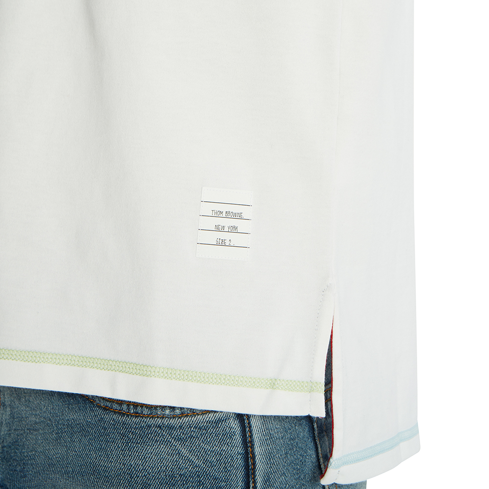 톰브라운(THOM BROWNE) 사이드 슬릿 남자 반팔티셔츠 MJS110A 01454 100