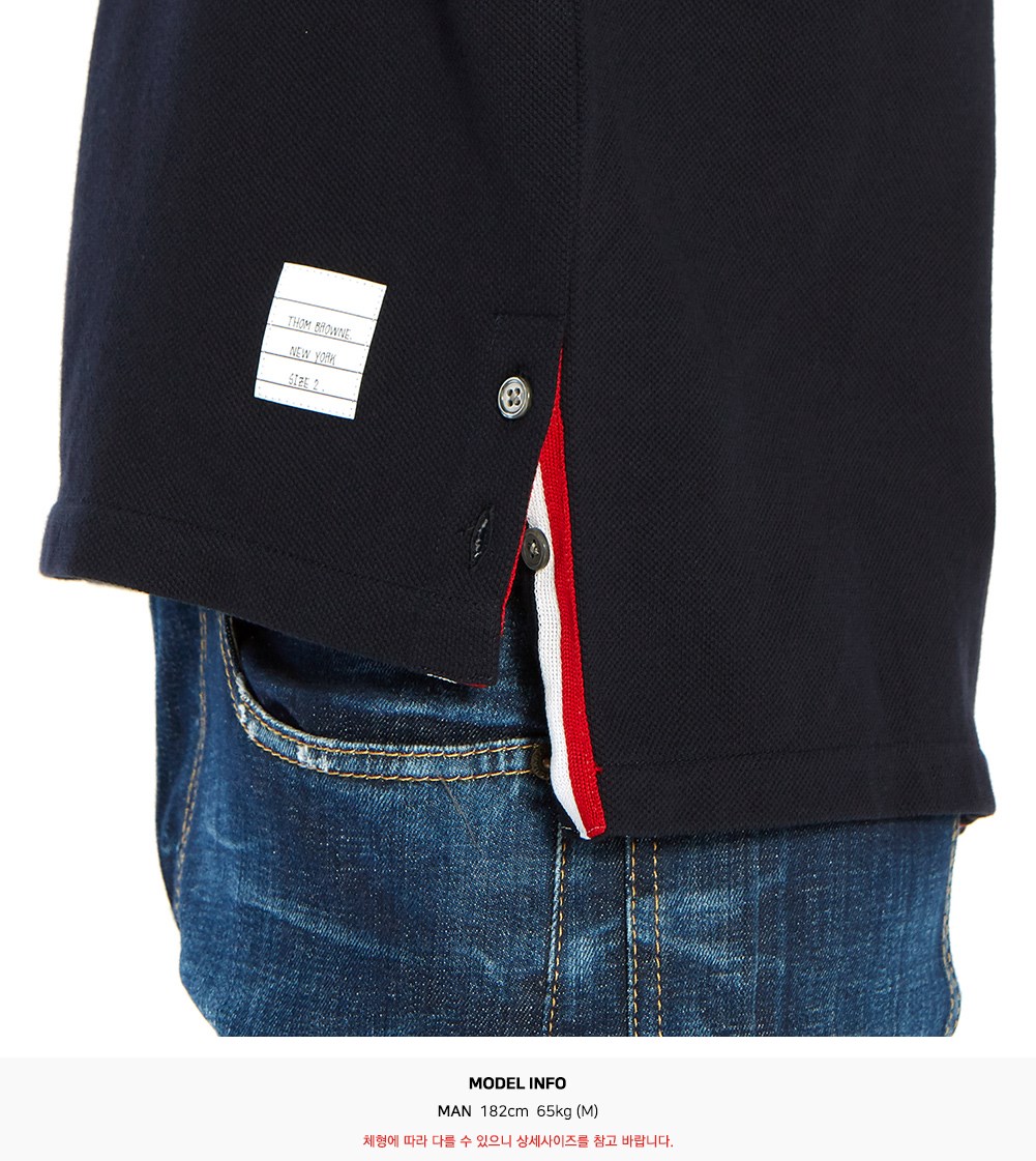 톰브라운(THOM BROWNE) 스트라이프 폴로 남자 반팔티셔츠 MJP042A 00050 415