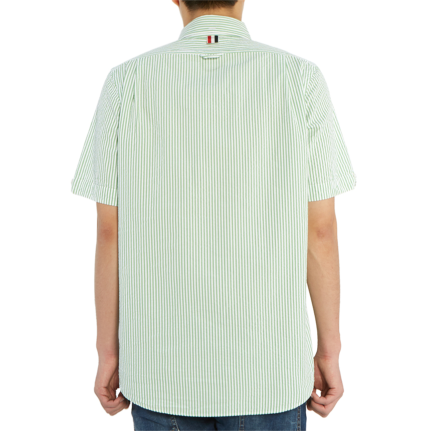 톰브라운(THOM BROWNE) 스트라이프 남자 반팔 셔츠 스트레이트 핏 MWS239A 06127 350