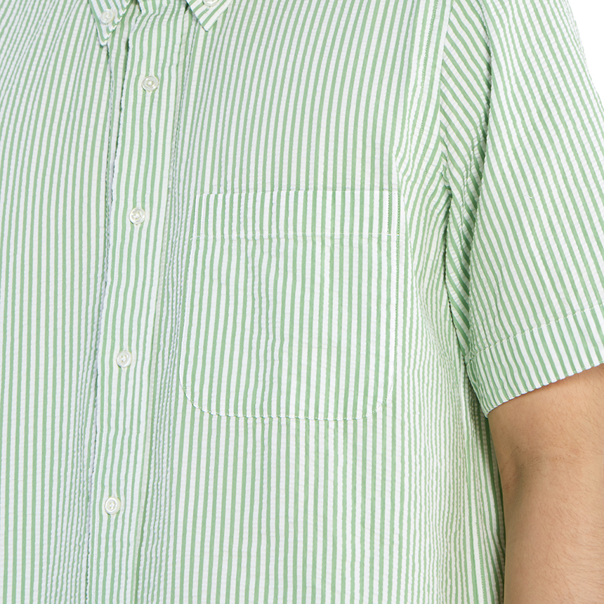 톰브라운(THOM BROWNE) 스트라이프 남자 반팔 셔츠 스트레이트 핏 MWS239A 06127 350