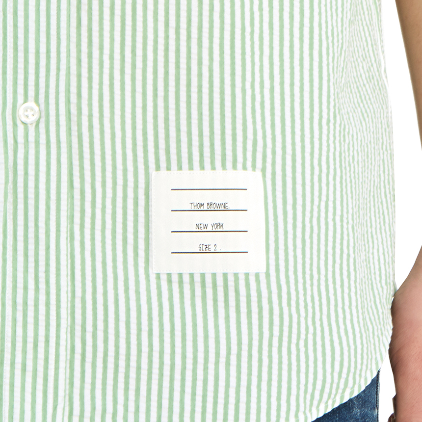 톰브라운(THOM BROWNE) 스트라이프 남자 반팔 셔츠 스트레이트 핏 MWS239A 06127 350