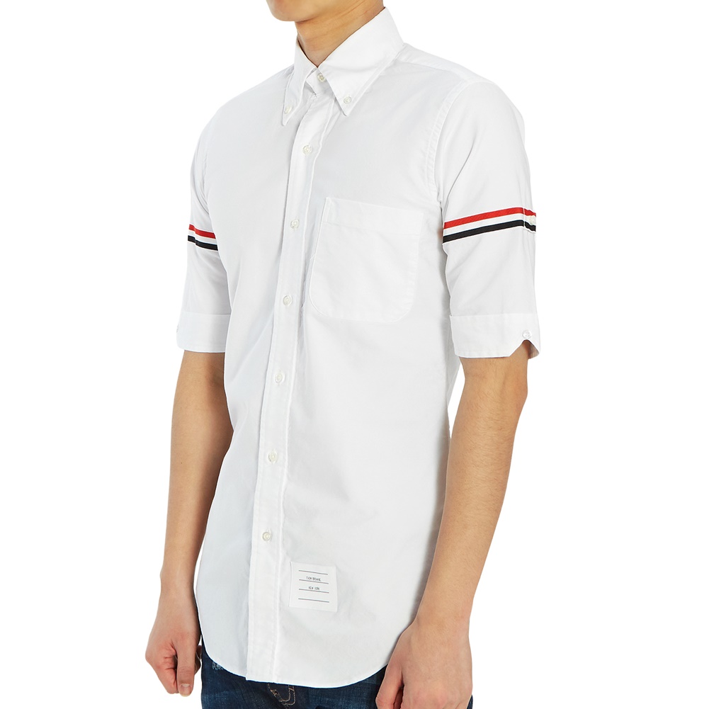 톰브라운(THOM BROWNE) 옥스포드 클래식 암밴드 남자 반팔 셔츠 MWS242A 00139 100