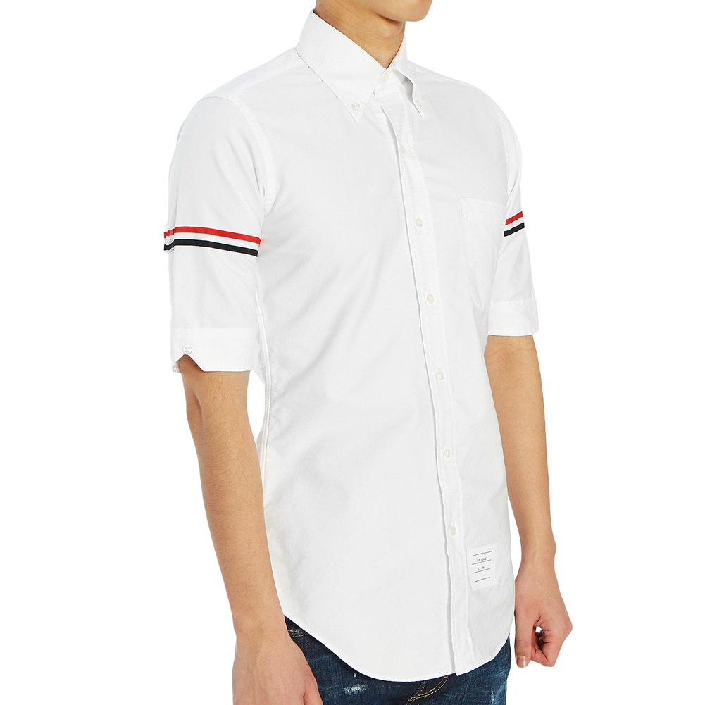 톰브라운(THOM BROWNE) 옥스포드 클래식 암밴드 남자 반팔 셔츠 MWS242A 00139 100