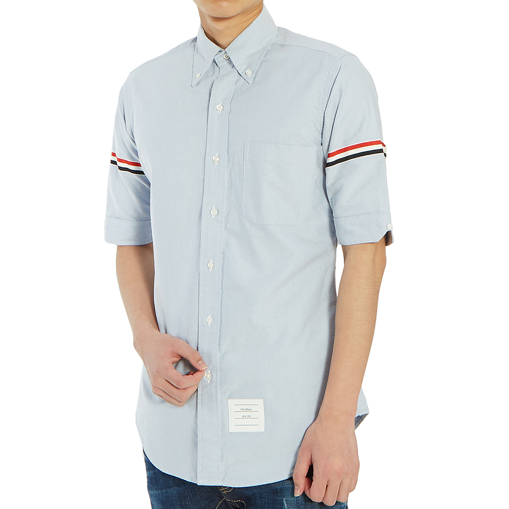 톰브라운(THOM BROWNE) 옥스포드 클래식 암밴드 남자 반팔 셔츠 MWS242A 00139 480