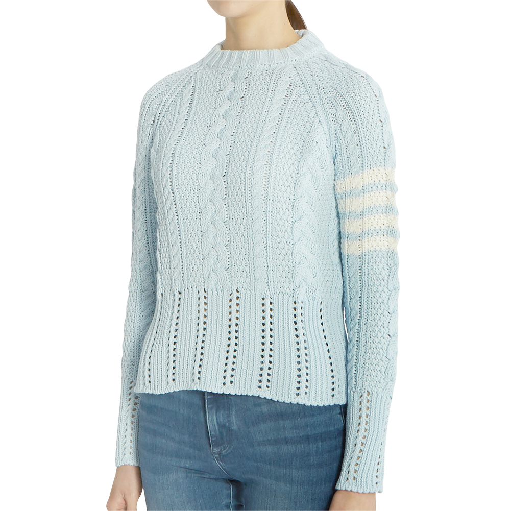 톰브라운(THOM BROWNE) 사선 완장 아란 케이블 여자 니트 FKA255A 00219 450
