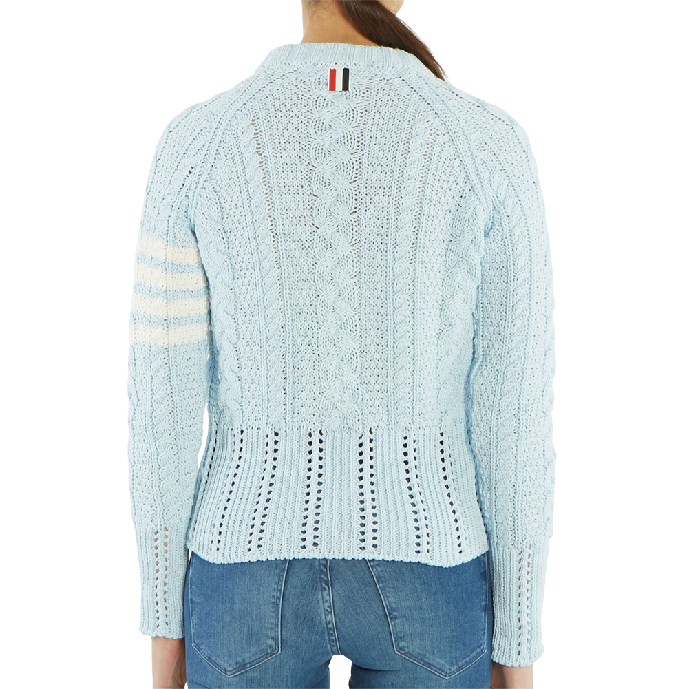 톰브라운(THOM BROWNE) 사선 완장 아란 케이블 여자 니트 FKA255A 00219 450