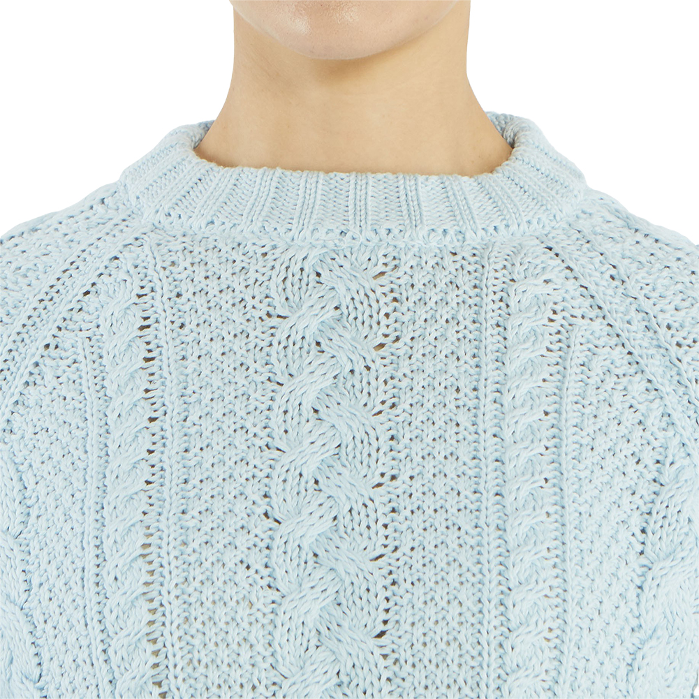 톰브라운(THOM BROWNE) 사선 완장 아란 케이블 여자 니트 FKA255A 00219 450