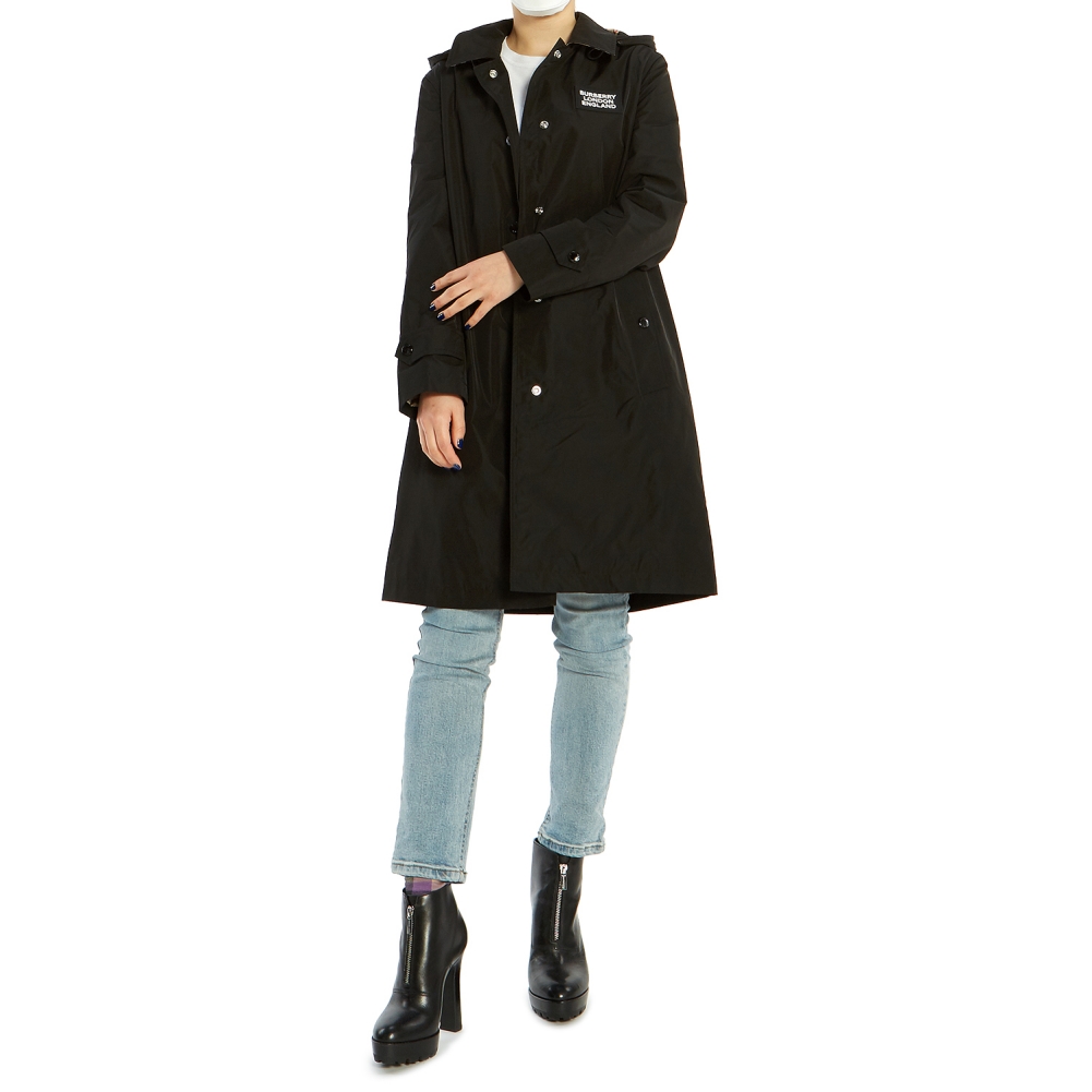 버버리(BURBERRY) 디태처블 후드 쉐이프 메모리 태피터 여자 카 코트 OXCLOSE 8022731 A1189