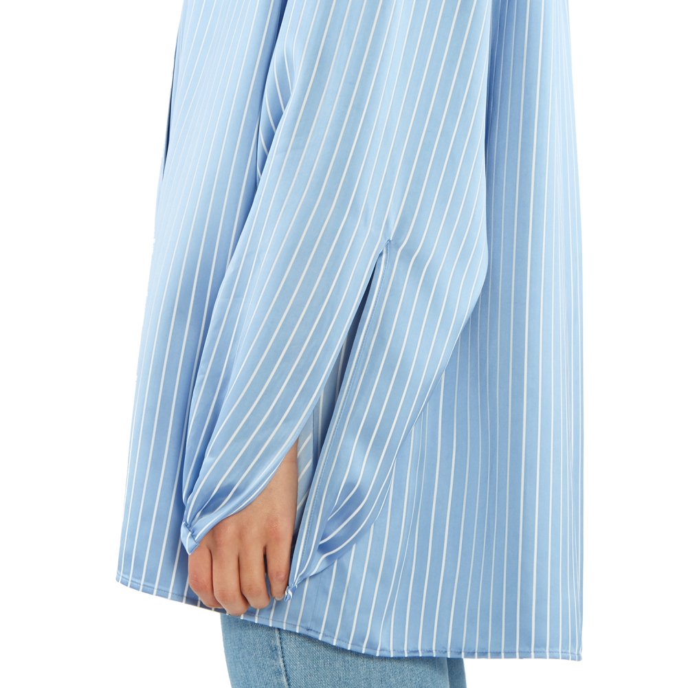 발렌시아가(BALENCIAGA) 로고 스트라이프 여자 스카프 블라우스 602014 TGO22 4640