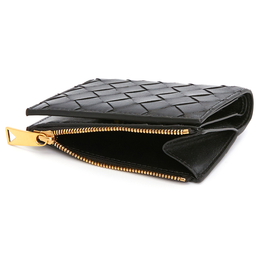 보테가베네타(BOTTEGA VENETA) 블랙 인트레치아토 스몰 여자 반지갑 608059 VCPP3 8425