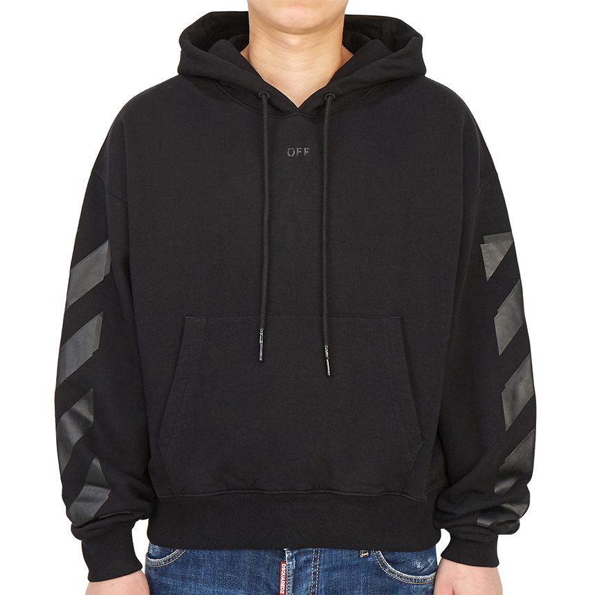오프화이트(OFF WHITE) 러버 애로우 오버 남자 후드 긴팔 기모 맨투맨 티셔츠 OMBB037F 21FLE007 1010