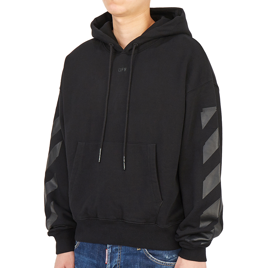 오프화이트(OFF WHITE) 러버 애로우 오버 남자 후드 긴팔 기모 맨투맨 티셔츠 OMBB037F 21FLE007 1010