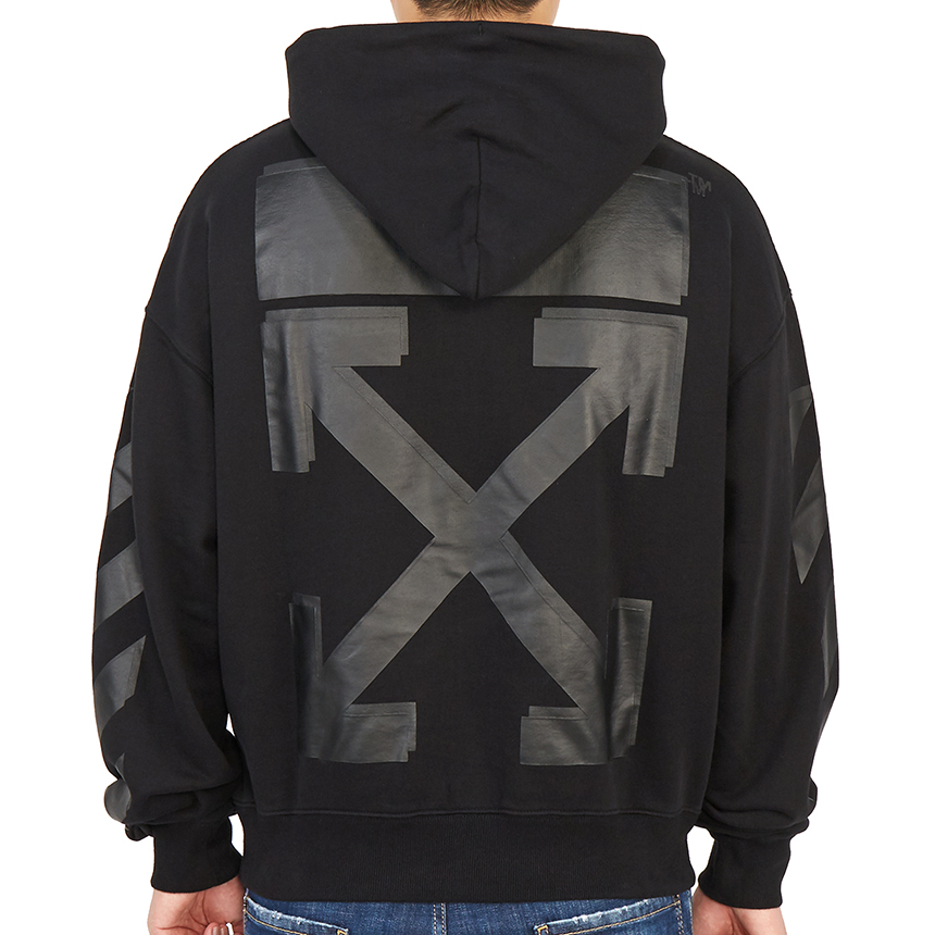 오프화이트(OFF WHITE) 러버 애로우 오버 남자 후드 긴팔 기모 맨투맨 티셔츠 OMBB037F 21FLE007 1010