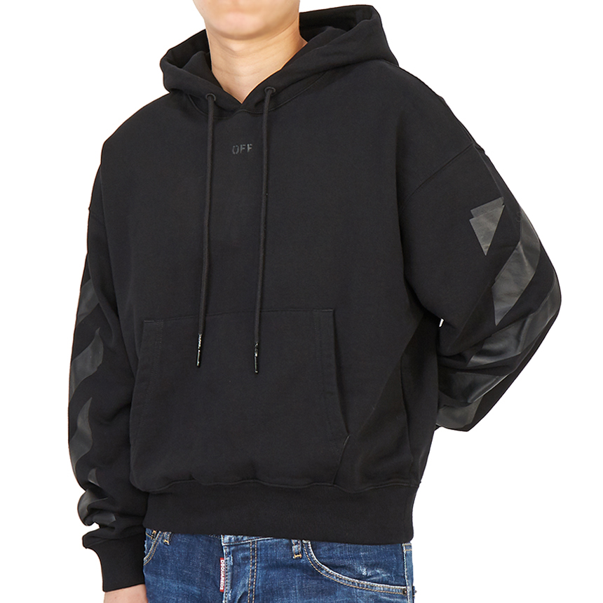 오프화이트(OFF WHITE) 러버 애로우 오버 남자 후드 긴팔 기모 맨투맨 티셔츠 OMBB037F 21FLE007 1010