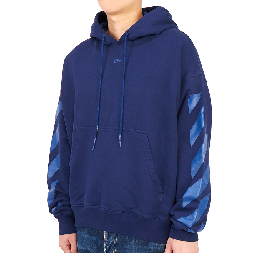 오프화이트(OFF WHITE) 러버 애로우 스케이트 남자 후드 긴팔 기모 맨투맨 티셔츠 OMBB085F 21FLE010 4545