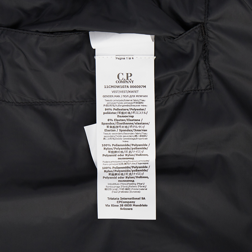 씨피컴퍼니(CP COMPANY) 쉘-R 고글 남자 후드 패딩 조끼 11CMOW107A 006097M 999