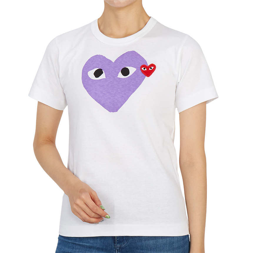 꼼데가르송(COMME DES GARCONS) 더블하트 레드와펜여자 반팔티셔츠 AZ T105 051 1
