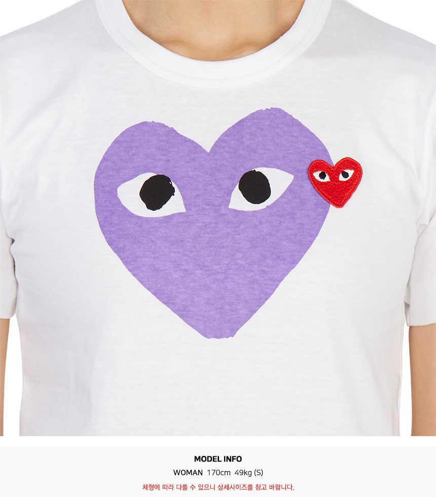 꼼데가르송(COMME DES GARCONS) 더블하트 레드와펜여자 반팔티셔츠 AZ T105 051 1