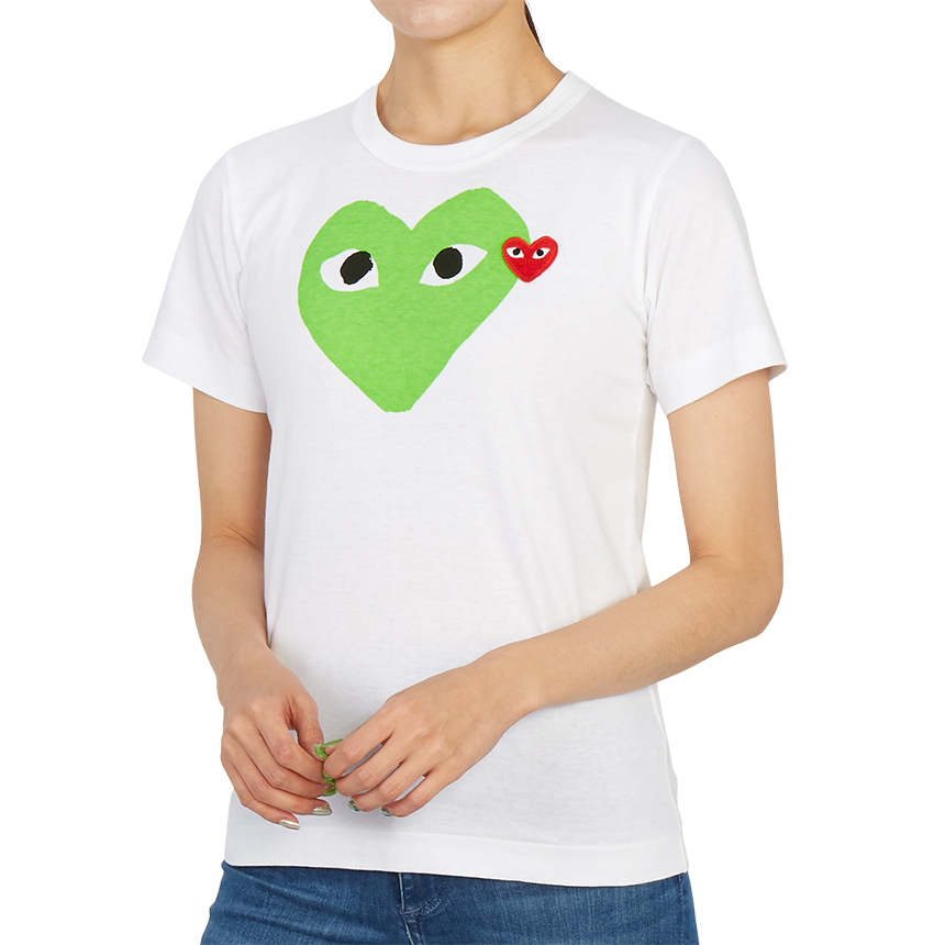 꼼데가르송(COMME DES GARCONS) 더블하트 레드와펜여자 반팔티셔츠 AZ T105 051 3