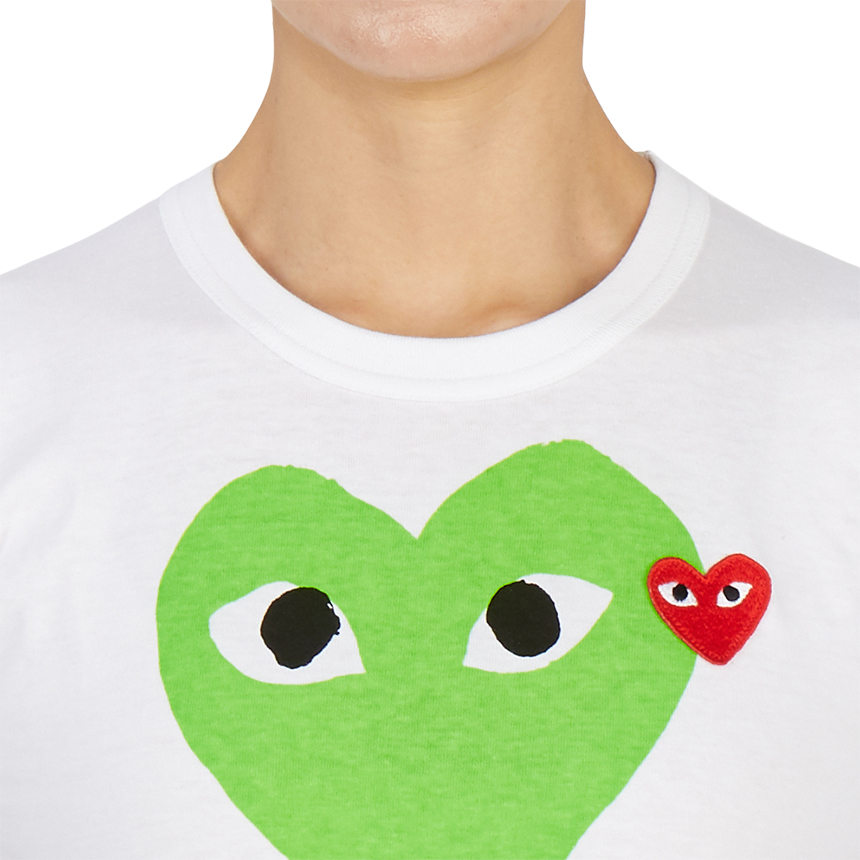 꼼데가르송(COMME DES GARCONS) 더블하트 레드와펜여자 반팔티셔츠 AZ T105 051 3