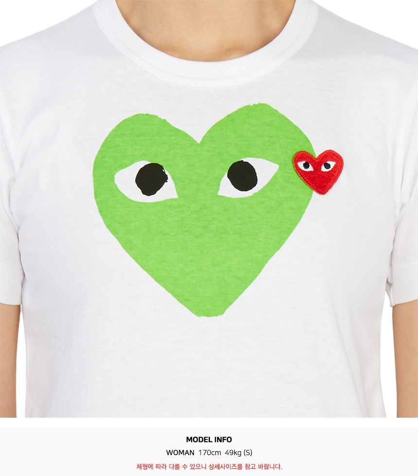 꼼데가르송(COMME DES GARCONS) 더블하트 레드와펜여자 반팔티셔츠 AZ T105 051 3