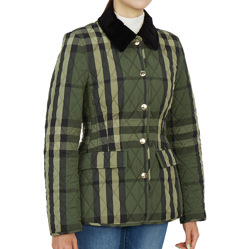 버버리(BURBERRY) 코듀로이 다이아몬드 퀼팅 여자 울 반 자켓 LYDD CHK 8041499 A3501