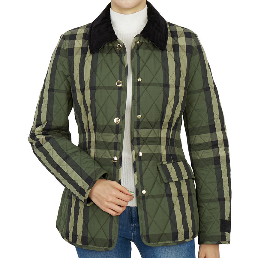 버버리(BURBERRY) 코듀로이 다이아몬드 퀼팅 여자 울 반 자켓 LYDD CHK 8041499 A3501