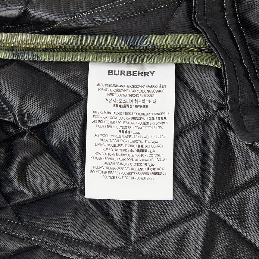 버버리(BURBERRY) 코듀로이 다이아몬드 퀼팅 여자 울 반 자켓 LYDD CHK 8041499 A3501