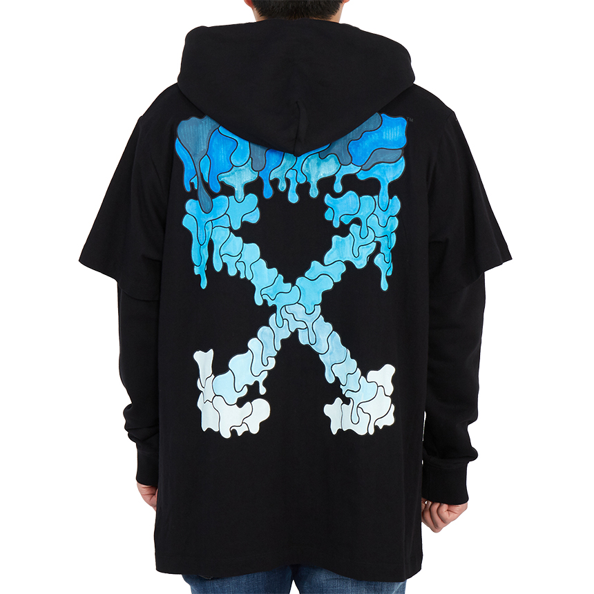 오프화이트(OFF WHITE) 마커 더블 남자 후드 긴팔 기모 맨투맨 티셔츠 OMBB051S 21FLE001 1045