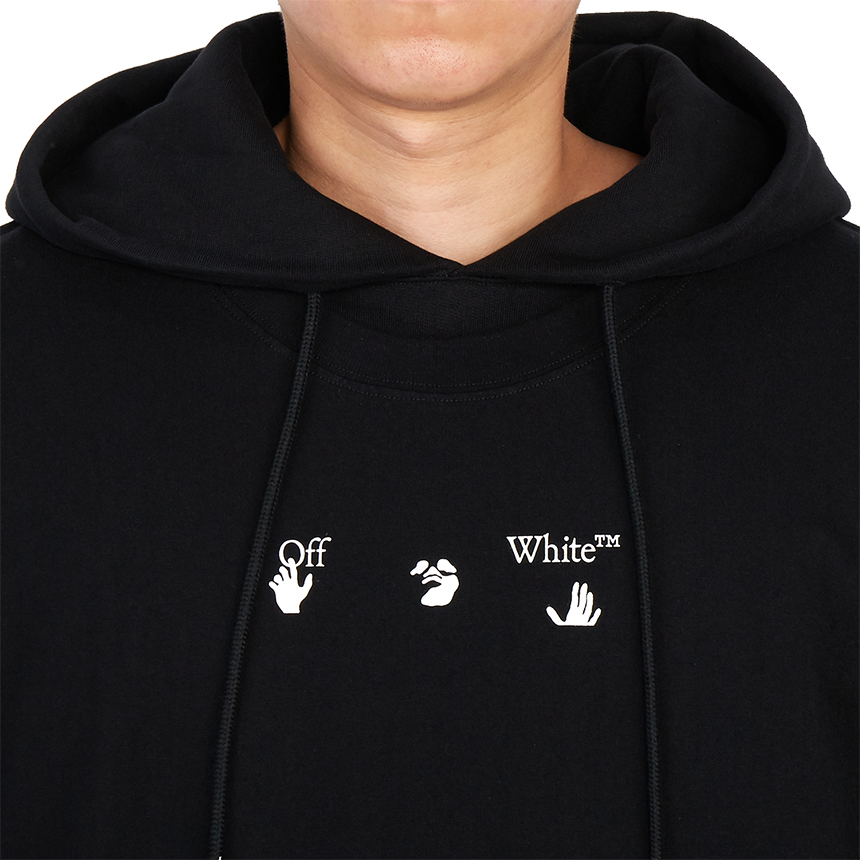 오프화이트(OFF WHITE) 마커 더블 남자 후드 긴팔 기모 맨투맨 티셔츠 OMBB051S 21FLE001 1045