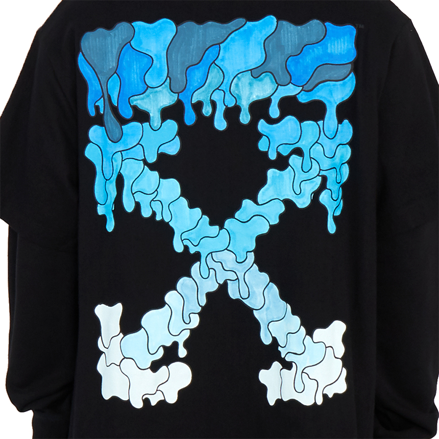 오프화이트(OFF WHITE) 마커 더블 남자 후드 긴팔 기모 맨투맨 티셔츠 OMBB051S 21FLE001 1045