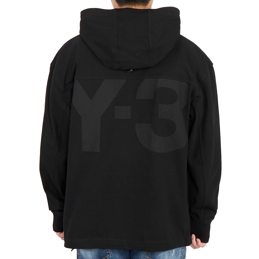 요지야마모토(YOHJI YAMAMOTO) Y-3 백로고 남자 후드 긴팔티셔츠 오버사이즈핏 GV4172 BLACK