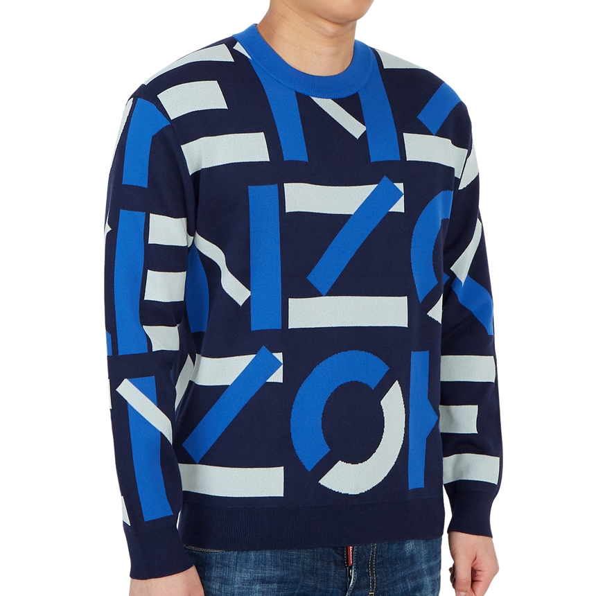 겐조(KENZO) 모노그램 자카드 남자 스포츠 니트 5PU531 3SC 77 215