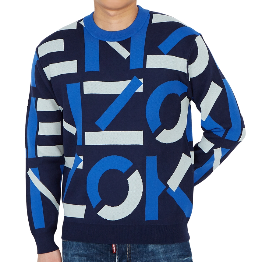 겐조(KENZO) 모노그램 자카드 남자 스포츠 니트 5PU531 3SC 77 215