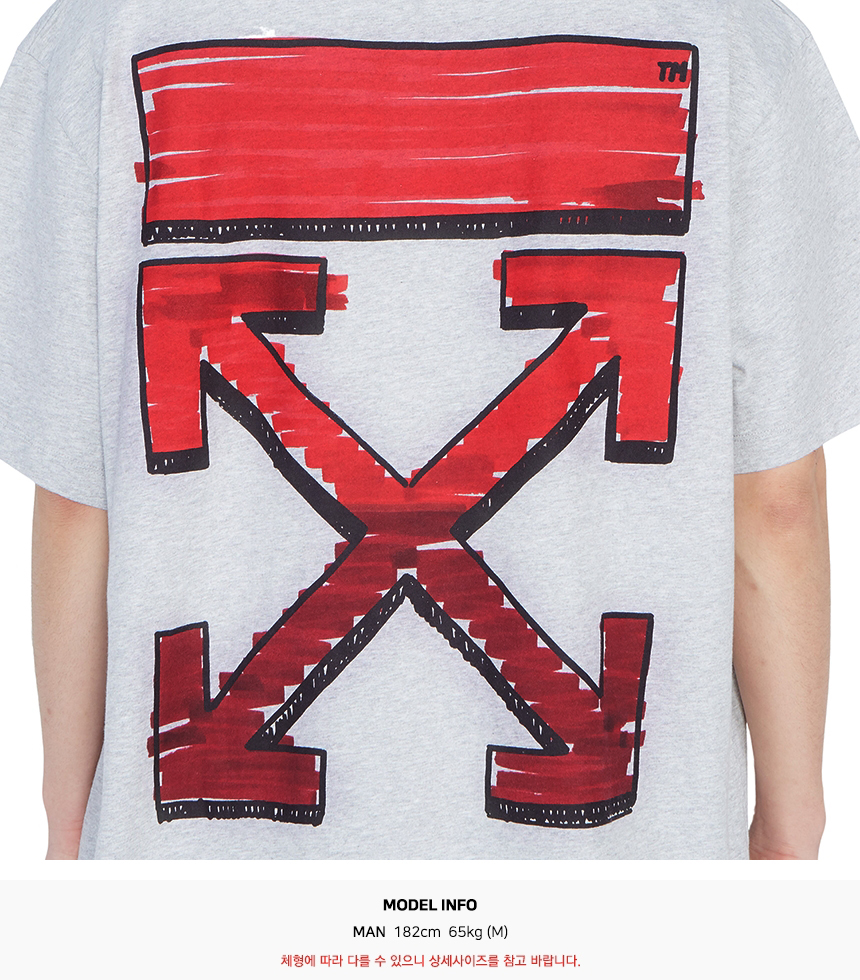 오프화이트(OFF WHITE) 마커 오버 남자 반팔티셔츠 OMAA038R 21JER002 0825
