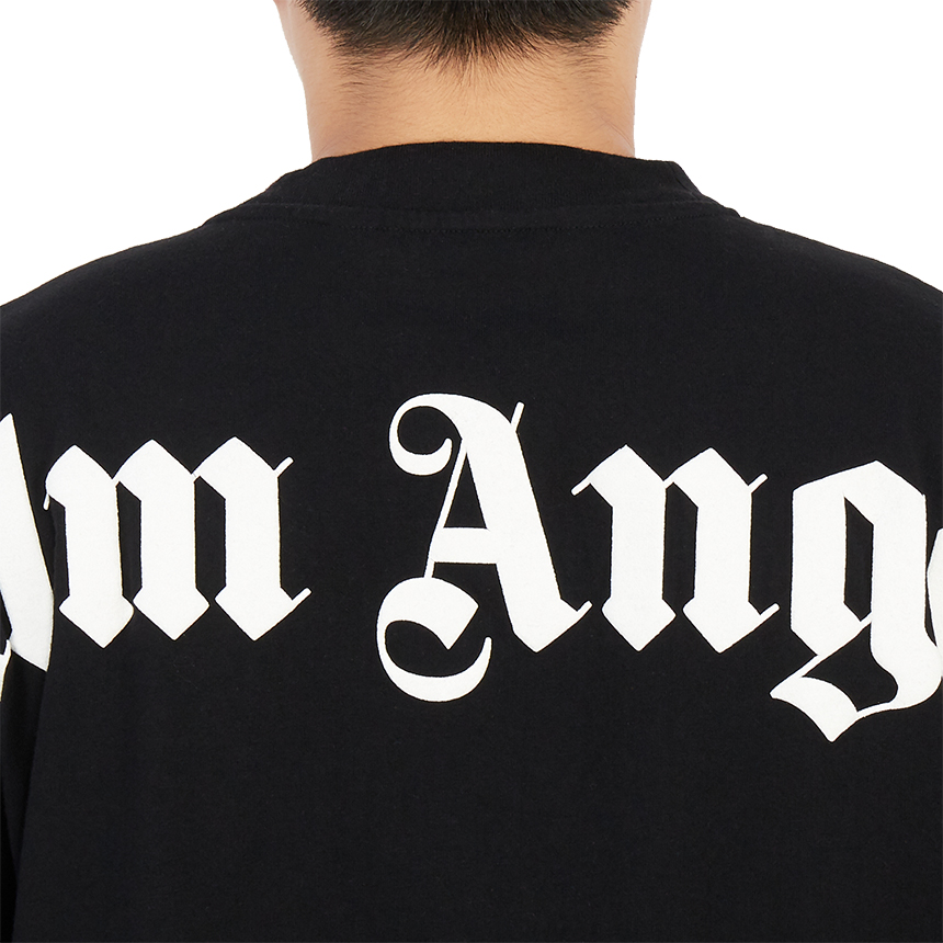 팜엔젤스(PALM ANGELS) 클래식 로고 오버 남자 반팔티셔츠 PMAA002R21JER0011001