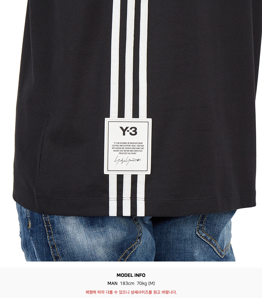 요지야마모토(YOHJI YAMAMOTO) Y-3 스트라이프 남자 반팔티셔츠 H16334 BLACK