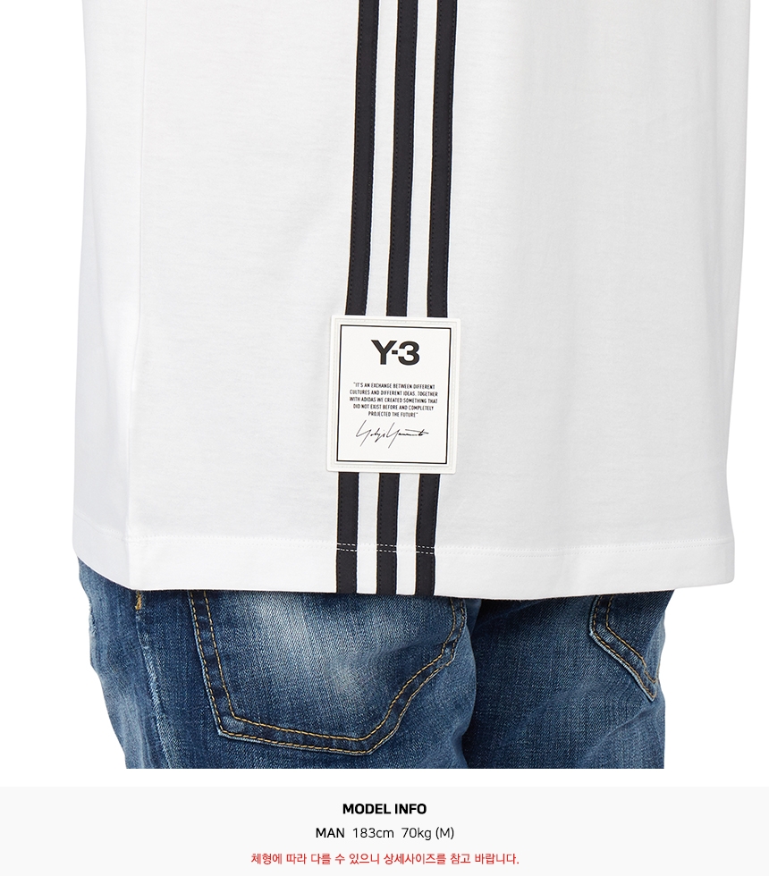 요지야마모토(YOHJI YAMAMOTO) Y-3 스트라이프 남자 반팔티셔츠 H16335 CWHITE