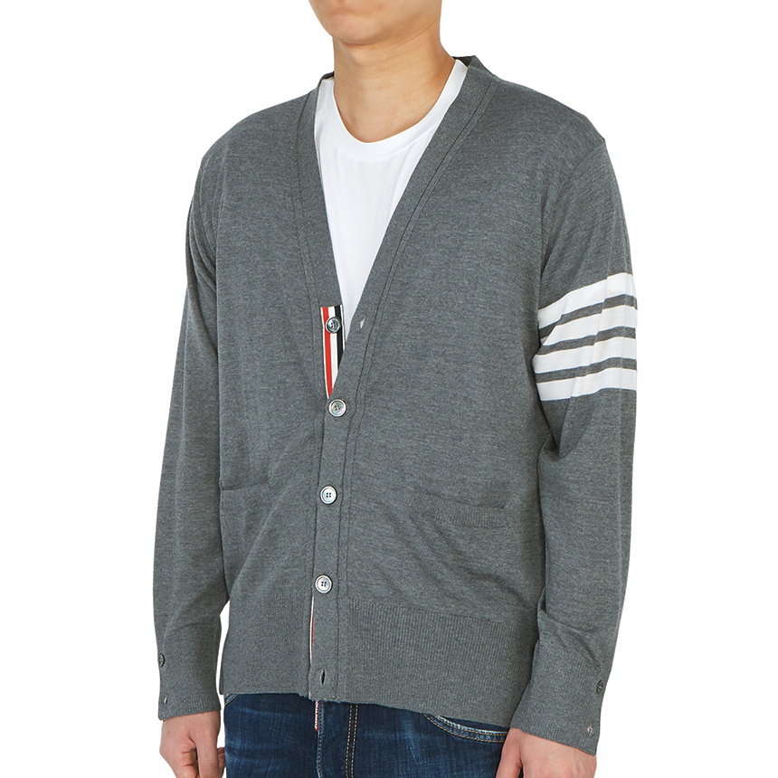 톰브라운(THOM BROWNE) 삼선 울남자 가디건 MKC002A 00014 038