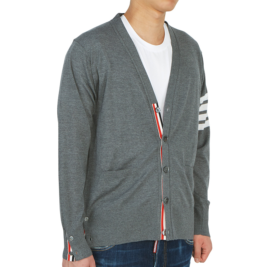 톰브라운(THOM BROWNE) 삼선 울남자 가디건 MKC002A 00014 038