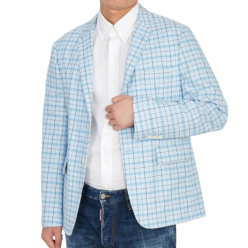 톰브라운(THOM BROWNE) 체크 언컨스트럭티드 클래식 남자 자켓 MJU426A 07683 480