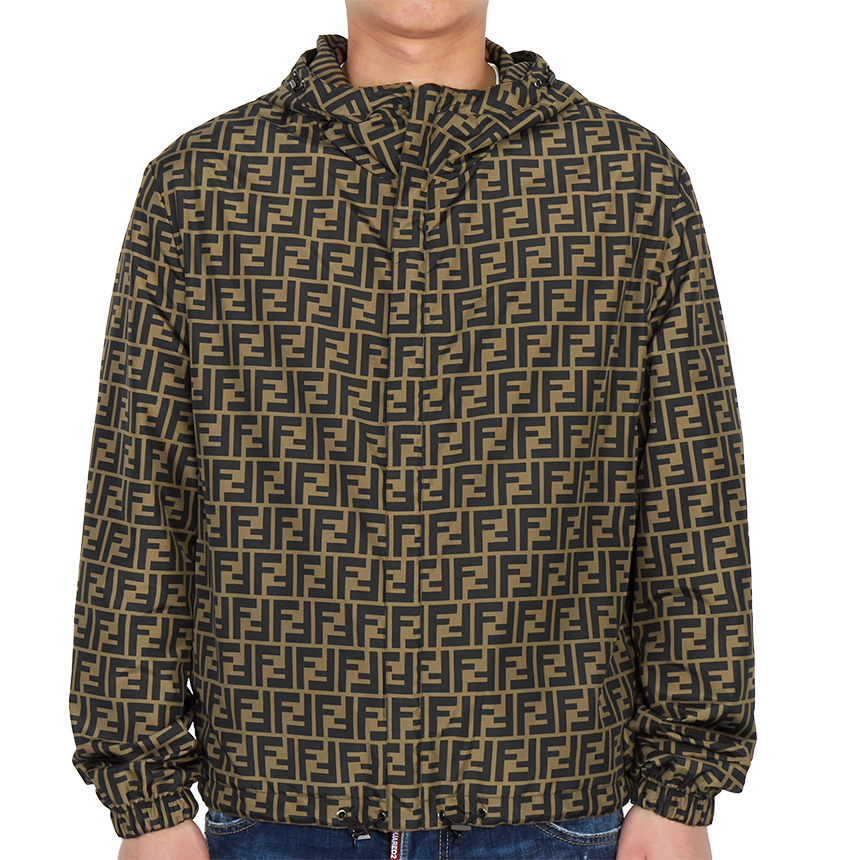 펜디(FENDI) 로고 후드 양면 남자 블루종 윈드브레이커 자켓 FAA615 A79N F13IZ