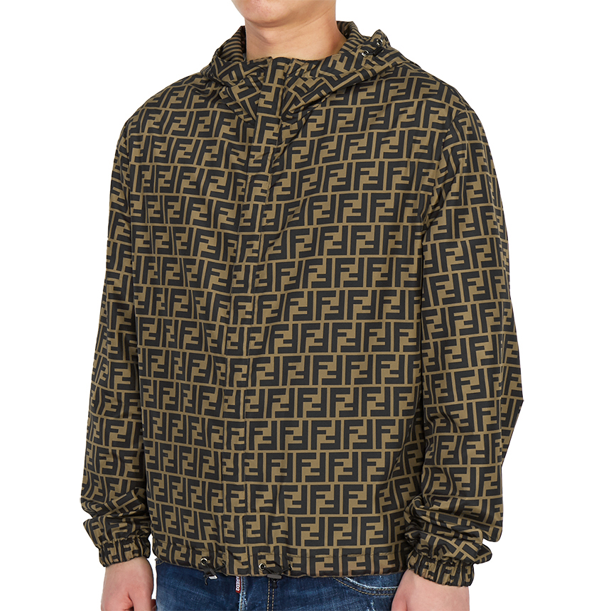 펜디(FENDI) 로고 후드 양면 남자 블루종 윈드브레이커 자켓 FAA615 A79N F13IZ